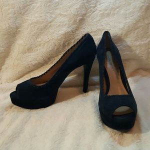 Navy suede heels